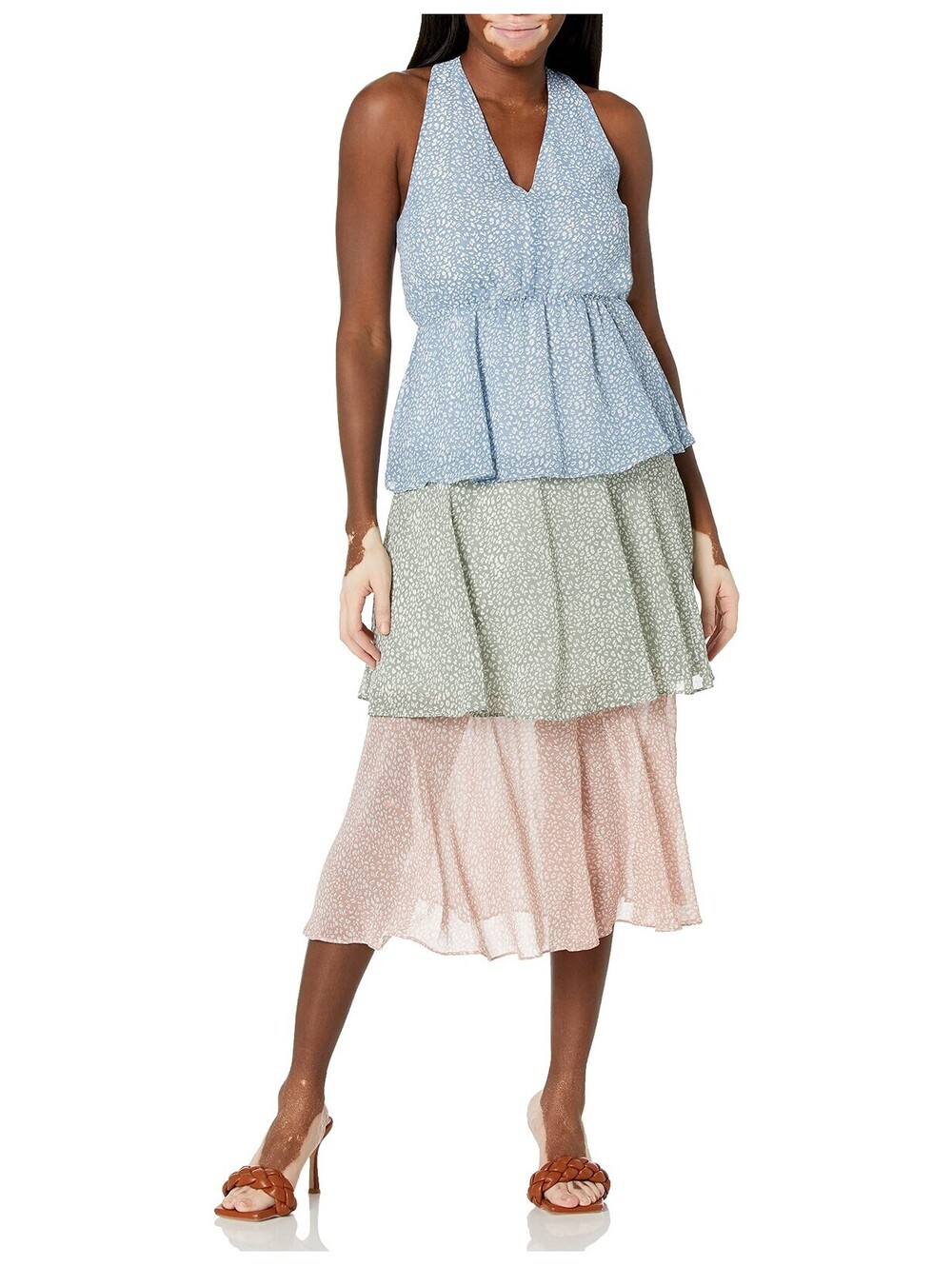Sam Edelman Women's Multi Colored Sleeveless Tired Maxi Dress -Pastel Multi, 6